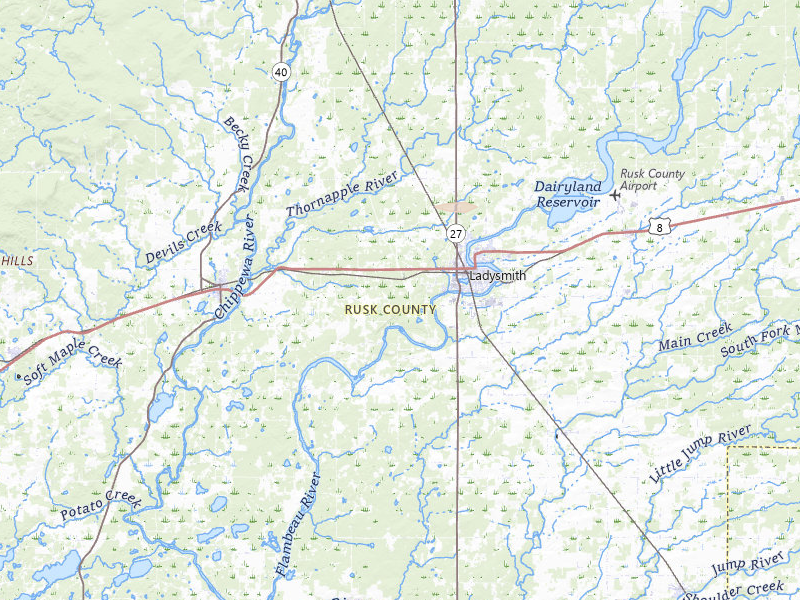 Radar-estimated hail-size map of the storm over Ladysmith, WI on Jun 10, 2026