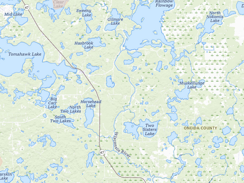 Radar-estimated hail-size map of the storm over Lake Tomahawk, WI on Apr 17, 2026