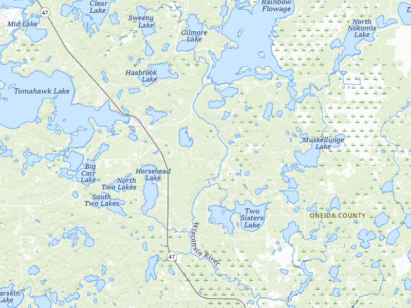 Radar-estimated hail-size map of the storm over Lake Tomahawk, WI on May 17, 2026