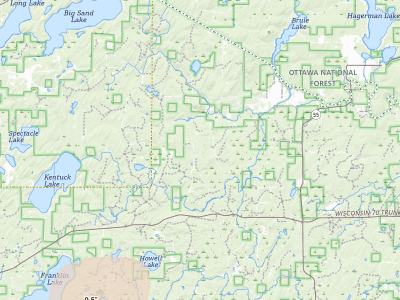 Radar-estimated hail-size map of the storm over Long Lake, WI on May 17, 2026