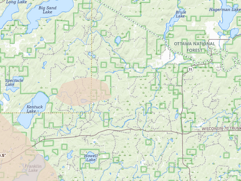 Radar-estimated hail-size map of the storm over Long Lake, WI on Jul 27, 2026