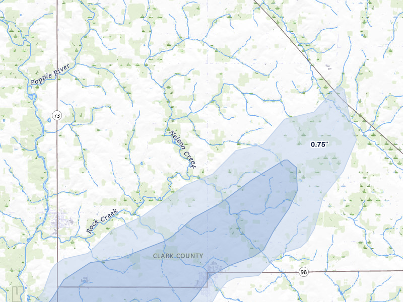 NEXRAD radar-signature map of the hail storm over Loyal, WI on May 17, 2026