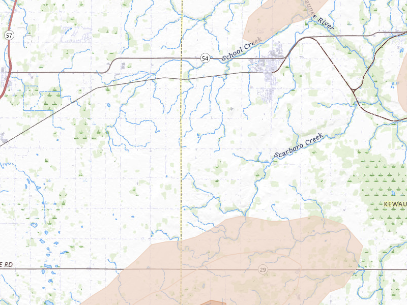 Radar-estimated hail-size map of the storm over Luxemburg, WI on Jul 1, 2026