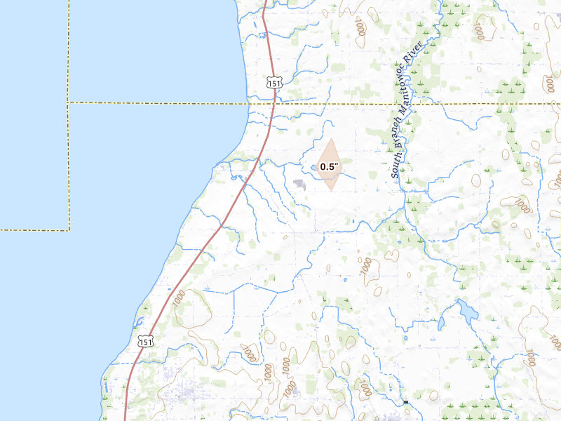 Radar-estimated hail-size map of the storm over Malone, WI