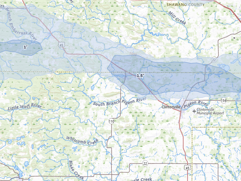 NEXRAD radar-signature map of the hail storm over Marion, WI on Mar 30, 2026