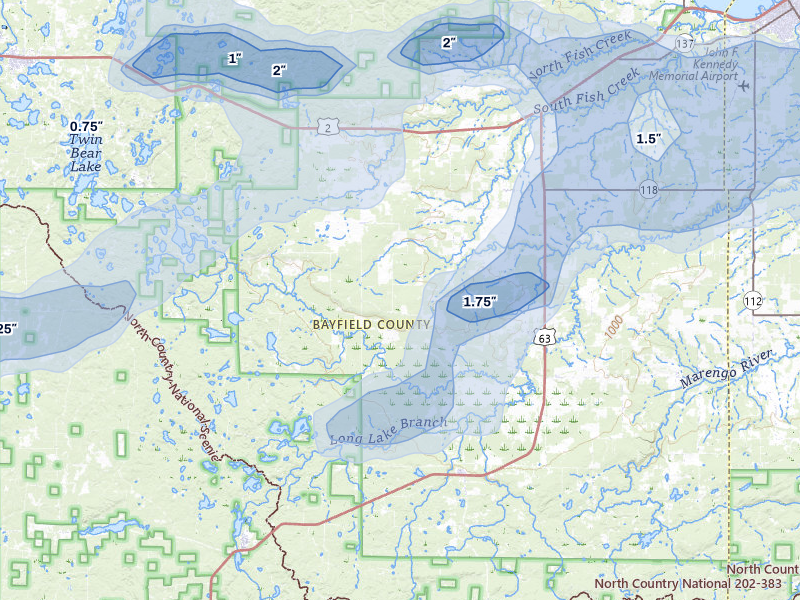 NEXRAD radar-signature map of the hail storm over Mason, WI on Jun 29, 2026