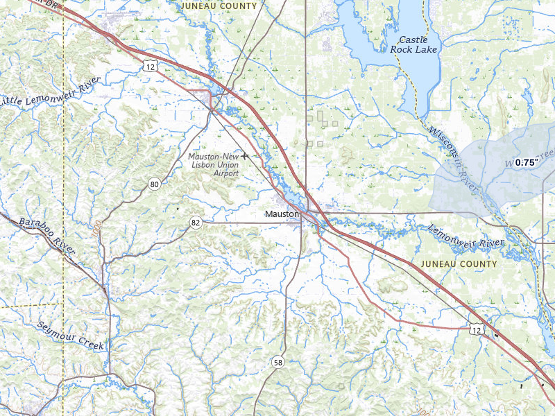 NEXRAD radar-signature map of the hail over Mauston, WI