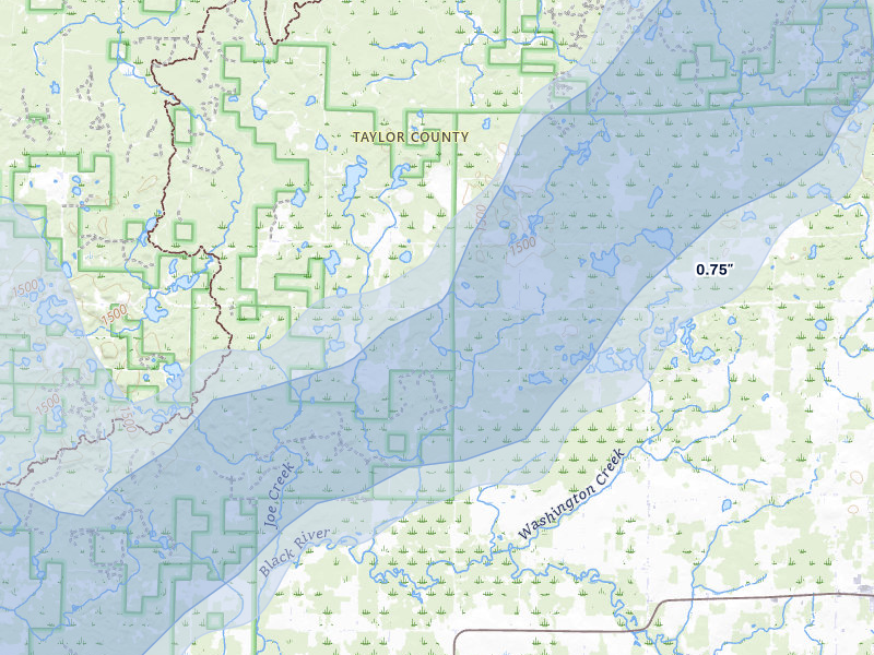 NEXRAD radar-signature map of the hail over Medford, WI