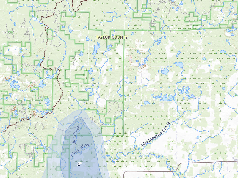 NEXRAD radar-signature map of the hail storm over Medford, WI on May 27, 2026