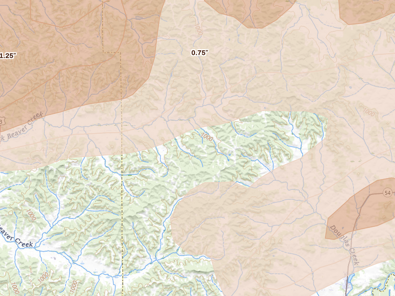 Radar-estimated hail-size map of the storm over Melrose, WI