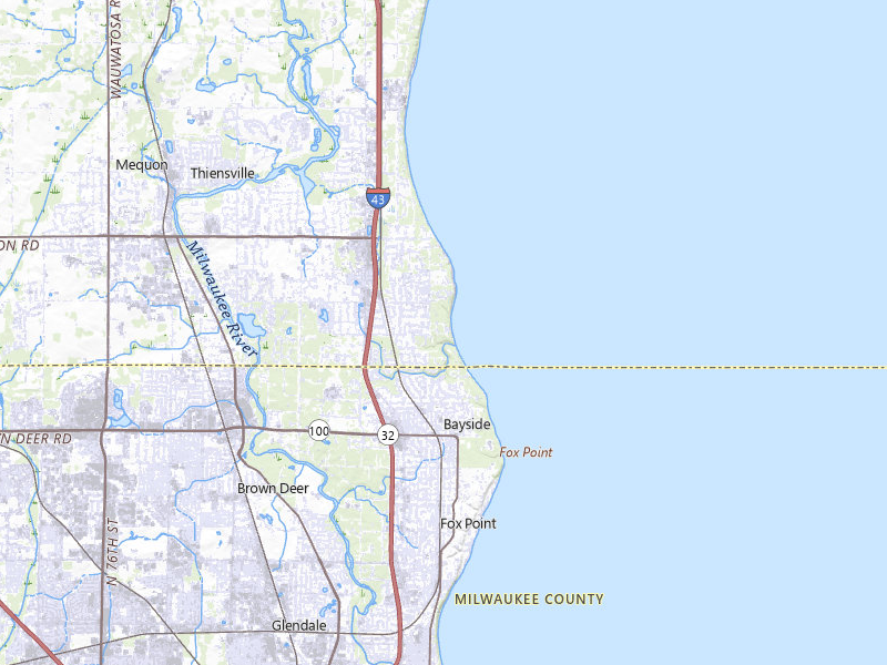 Radar-estimated hail-size map of the storm over Mequon, WI on Jul 2, 2026