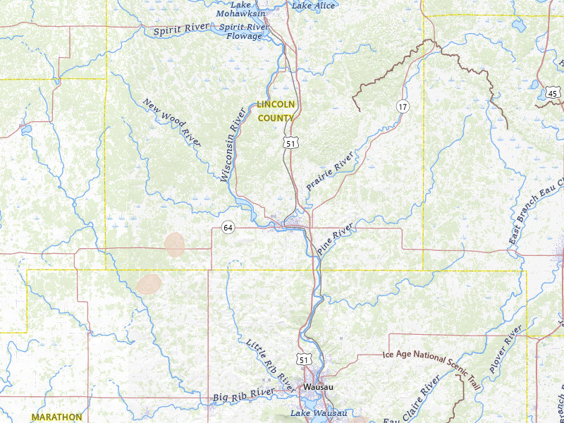 Radar-estimated hail-size map of the storm over Merrill, WI on Apr 17, 2026
