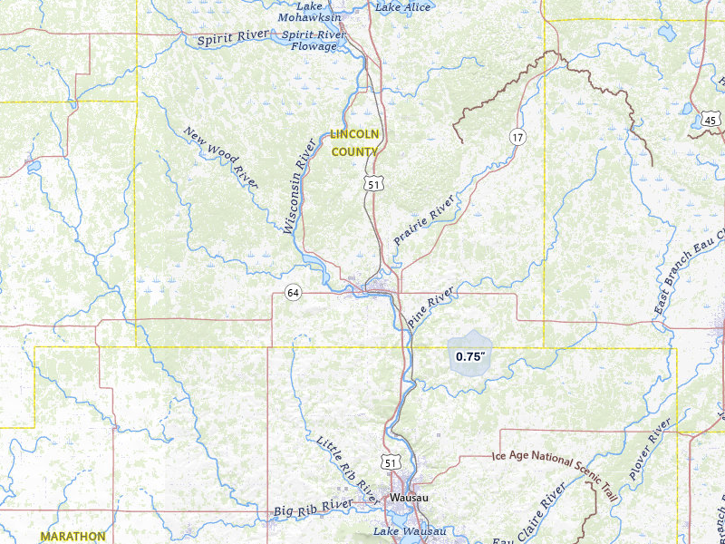 NEXRAD radar-signature map of the hail storm over Merrill, WI on Jun 5, 2026