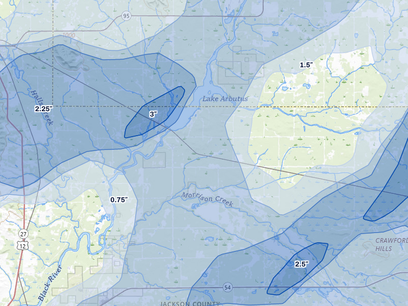 NEXRAD radar-signature map of the hail storm over Merrillan, WI on Apr 17, 2026
