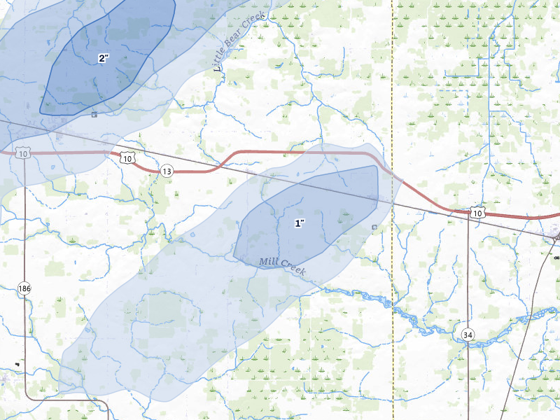 NEXRAD radar-signature map of the hail over Milladore, WI