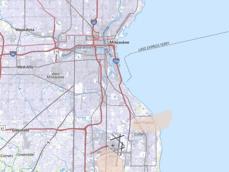Radar-estimated hail-size map of the storm over Milwaukee, WI on Jun 10, 2026