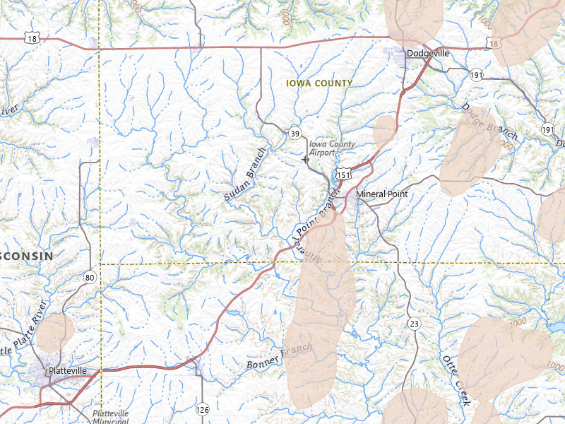 Radar-estimated hail-size map of the storm over Mineral Point, WI