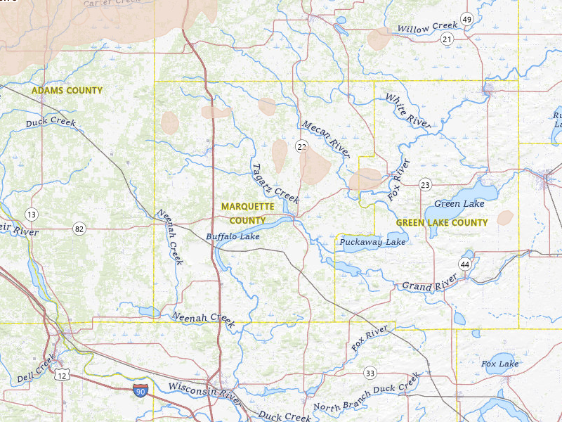 Radar-estimated hail-size map of the storm over Montello, WI on Mar 31, 2026