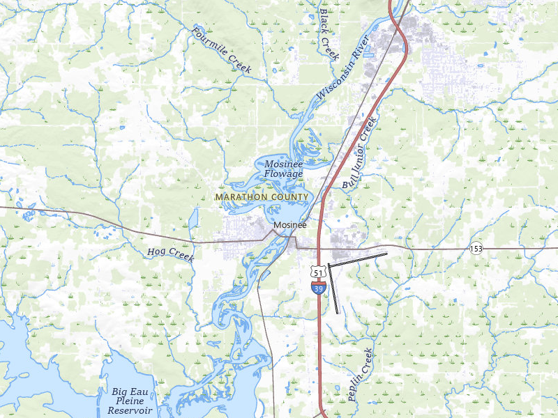 Radar-estimated hail-size map of the storm over Mosinee, WI on Mar 30, 2026