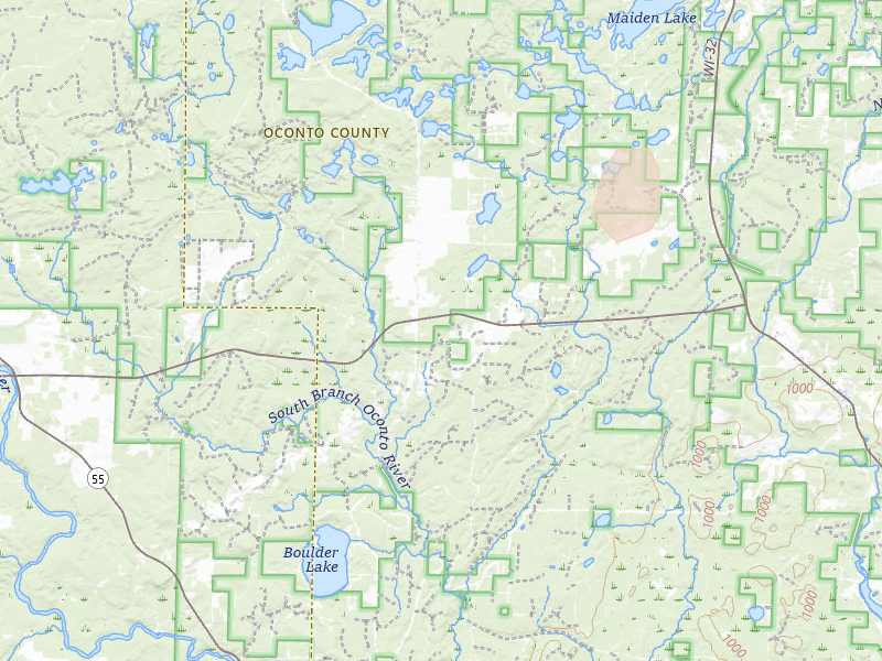 Radar-estimated hail-size map of the storm over Mountain, WI on Jun 10, 2026