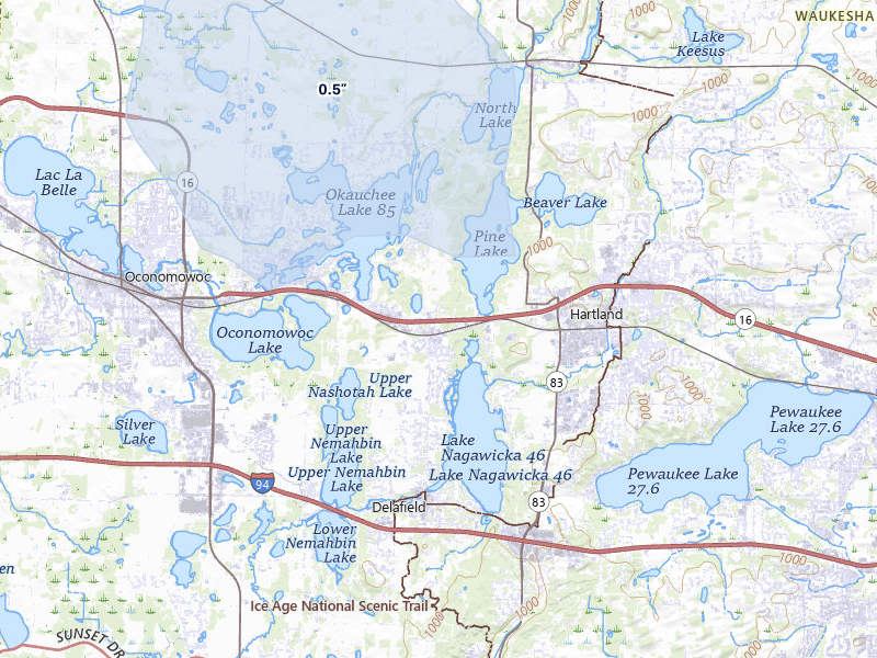 NEXRAD radar-signature map of the hail storm over Nashotah, WI on Apr 21, 2026