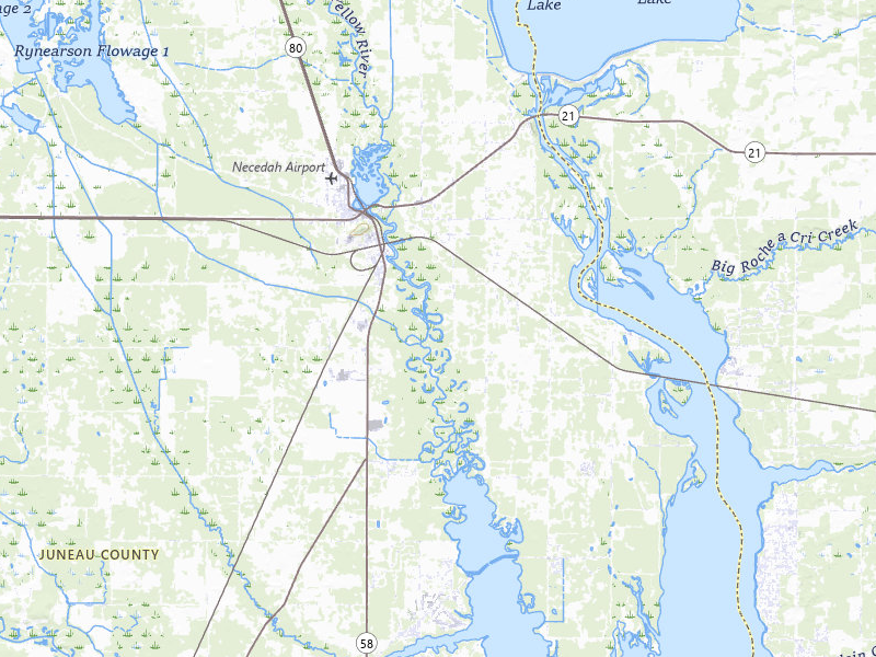 Radar-estimated hail-size map of the storm over Necedah, WI on Jun 24, 2026