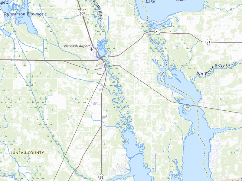 Radar-estimated hail-size map of the storm over Necedah, WI on Jul 8, 2026