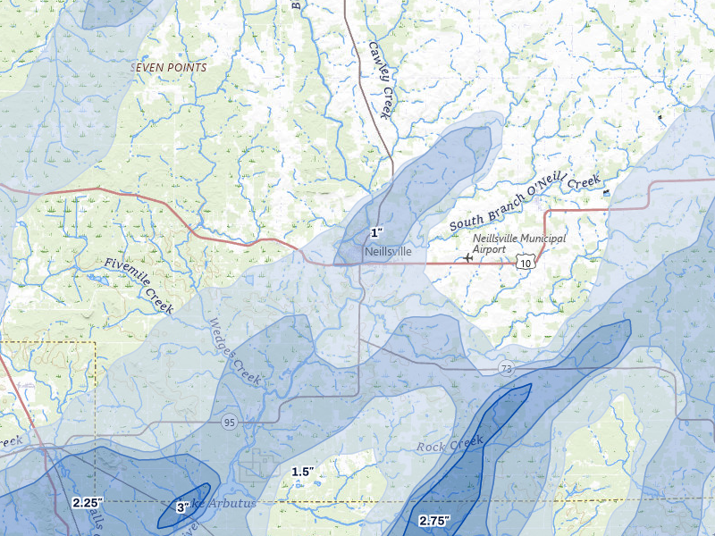 NEXRAD radar-signature map of the hail over Neillsville, WI
