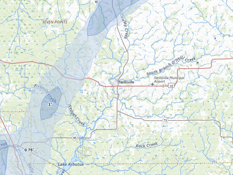 NEXRAD radar-signature map of the hail storm over Neillsville, WI on May 17, 2026