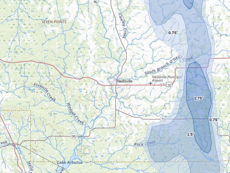 NEXRAD radar-signature map of the hail storm over Neillsville, WI on May 27, 2026