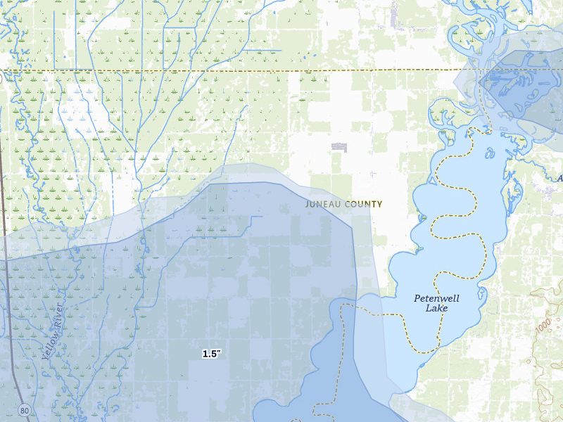 NEXRAD radar-signature map of the hail over Nekoosa, WI