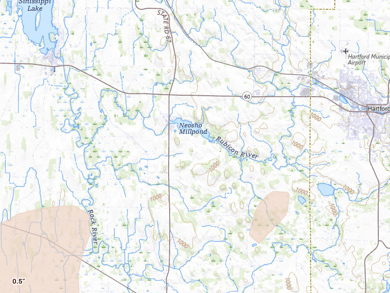 Radar-estimated hail-size map of the storm over Neosho, WI on Apr 17, 2026