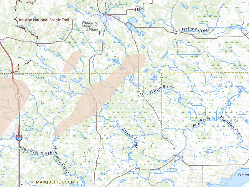 Radar-estimated hail-size map of the storm over Neshkoro, WI on Jun 30, 2026
