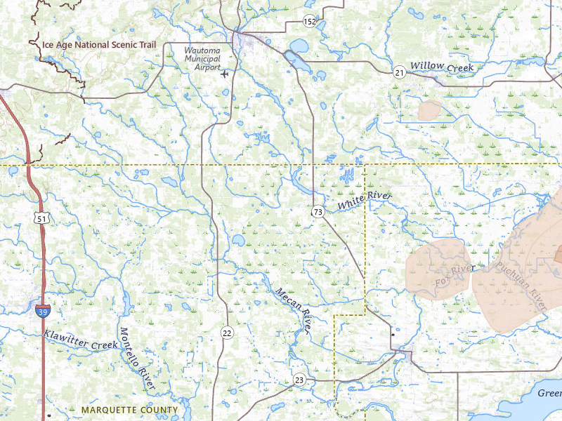 Radar-estimated hail-size map of the storm over Neshkoro, WI on Jul 1, 2026