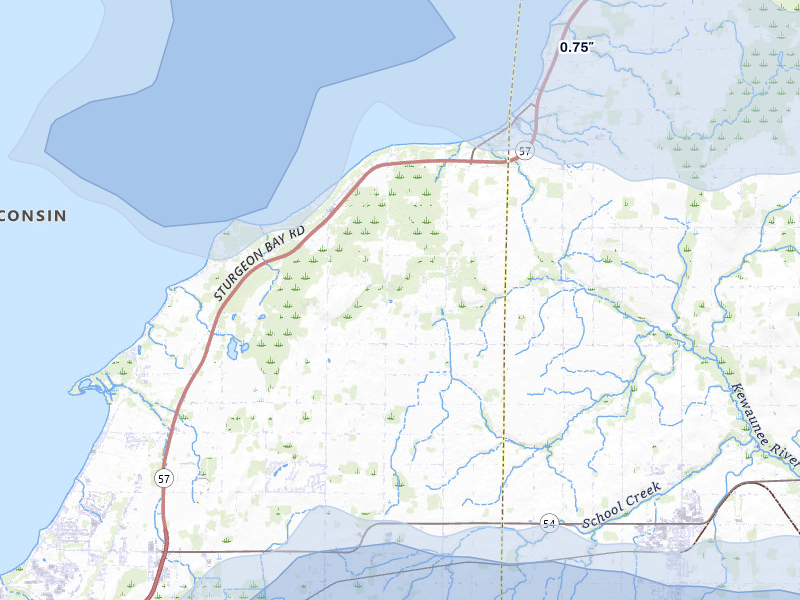NEXRAD radar-signature map of the hail storm over New Franken, WI on Jun 30, 2026