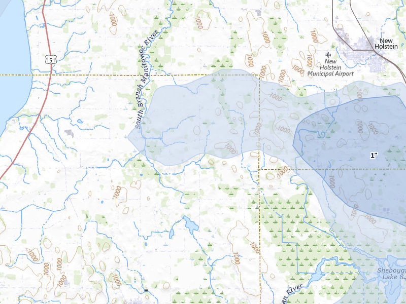 NEXRAD radar-signature map of the hail storm over New Holstein, WI on Mar 30, 2026