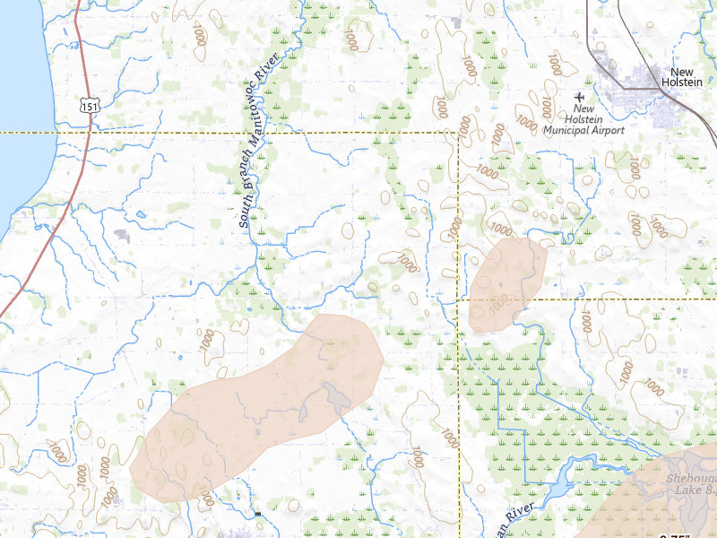 Radar-estimated hail-size map of the storm over New Holstein, WI on Jul 1, 2026