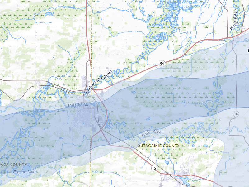 NEXRAD radar-signature map of the hail over New London, WI