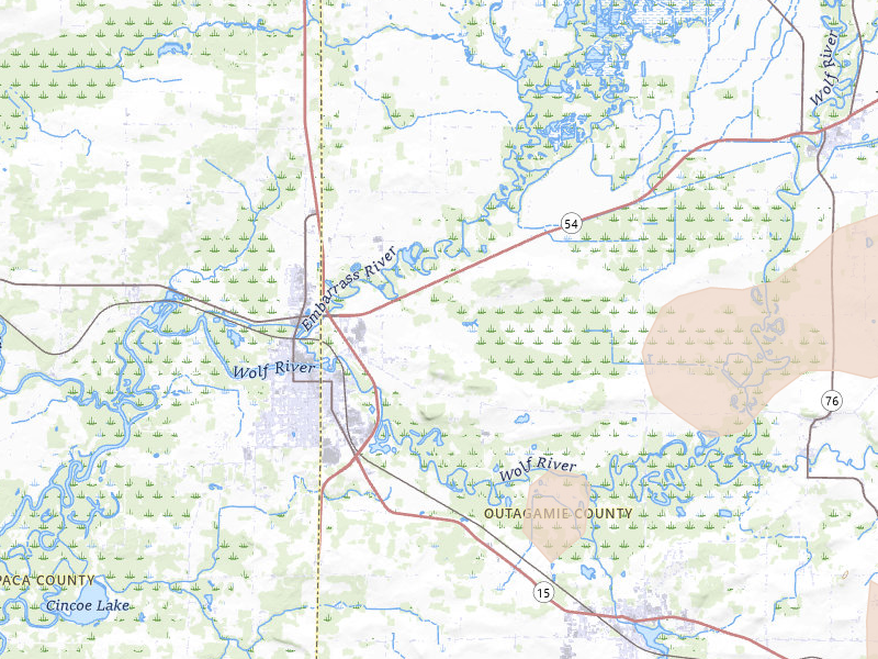 Radar-estimated hail-size map of the storm over New London, WI on Jul 1, 2026