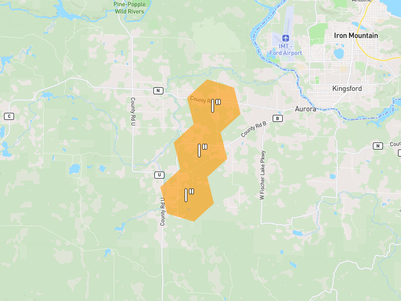 Hail map of Niagara, WI on Jun 29, 2026, hail up to 1"