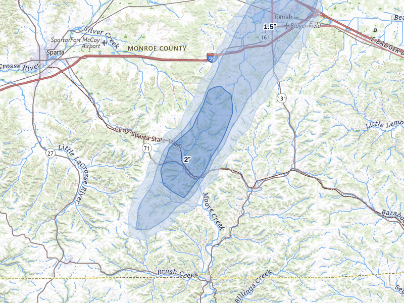 NEXRAD radar-signature map of the hail storm over Norwalk, WI on Apr 17, 2026