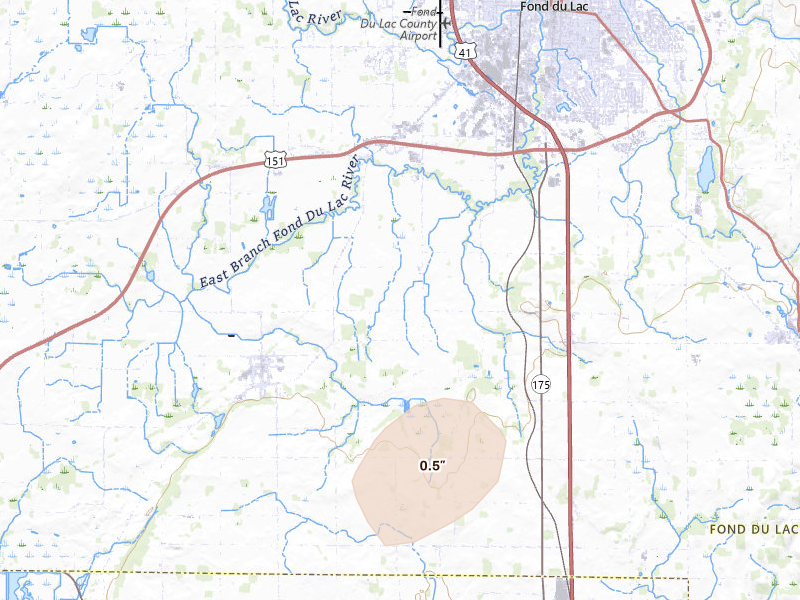 Radar-estimated hail-size map of the storm over Oakfield, WI