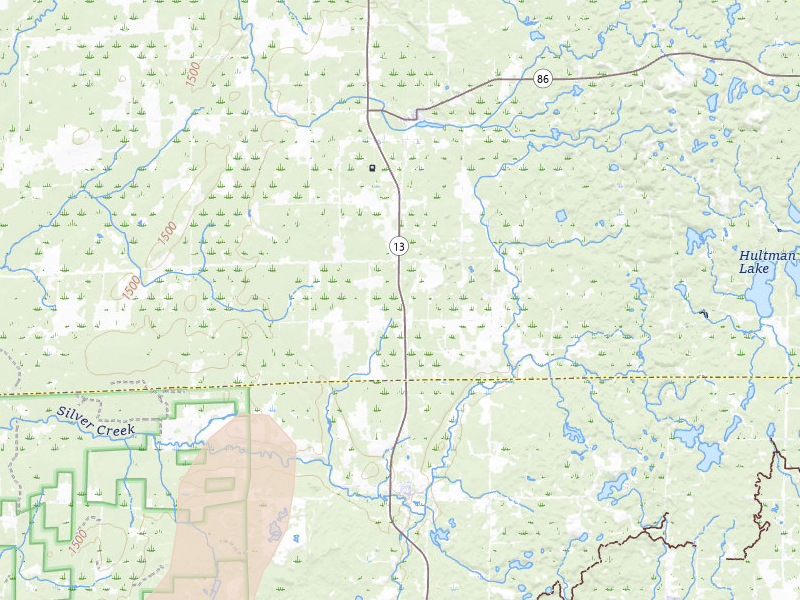 Radar-estimated hail-size map of the storm over Ogema, WI on Apr 17, 2026