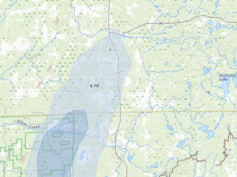 NEXRAD radar-signature map of the hail storm over Ogema, WI on Apr 17, 2026