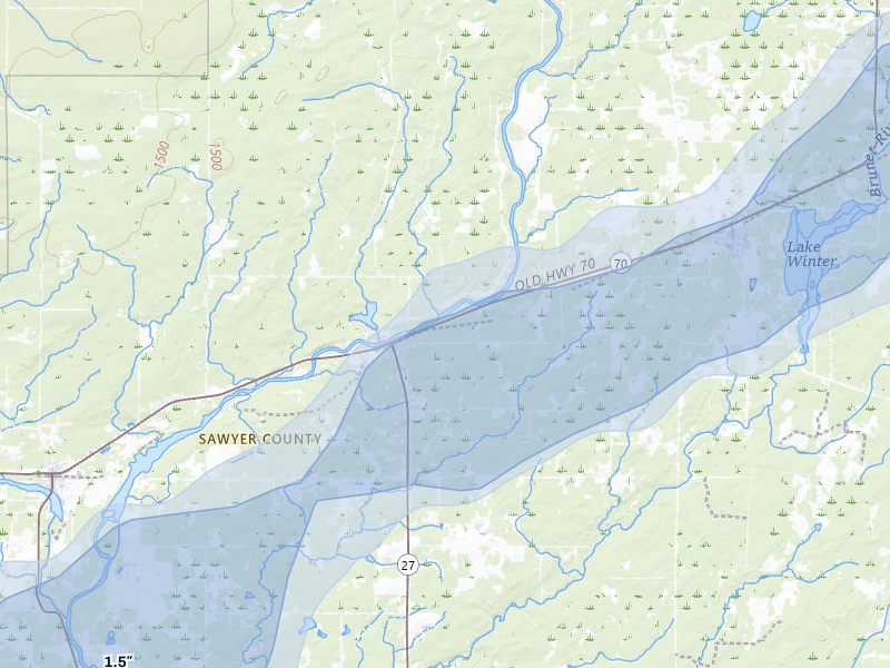 NEXRAD radar-signature map of the hail over Ojibwa, WI