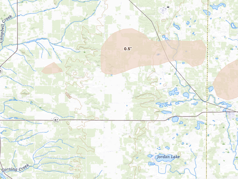 Radar-estimated hail-size map of the storm over Oxford, WI