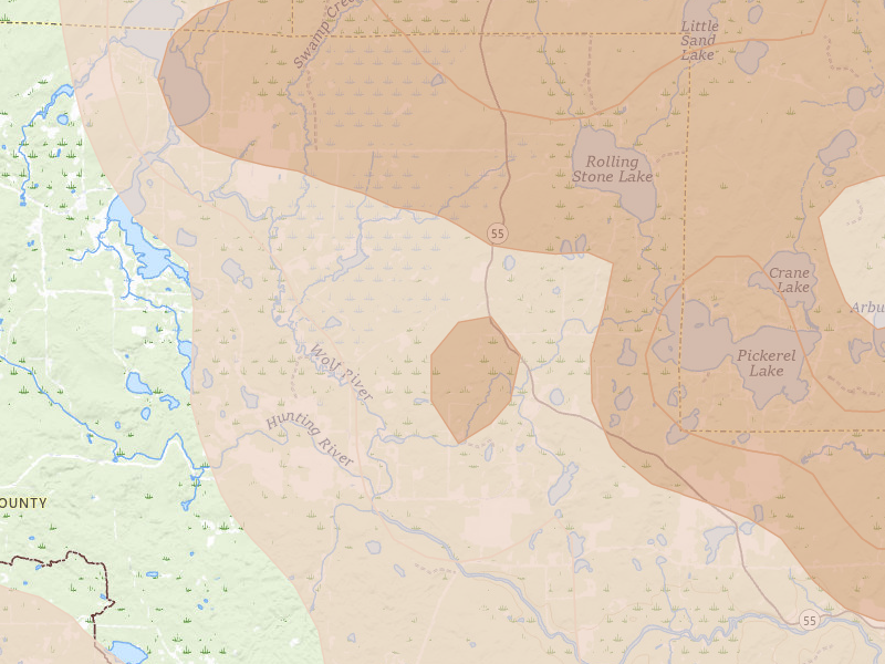 Radar-estimated hail-size map of the storm over Pearson, WI on Jul 27, 2026