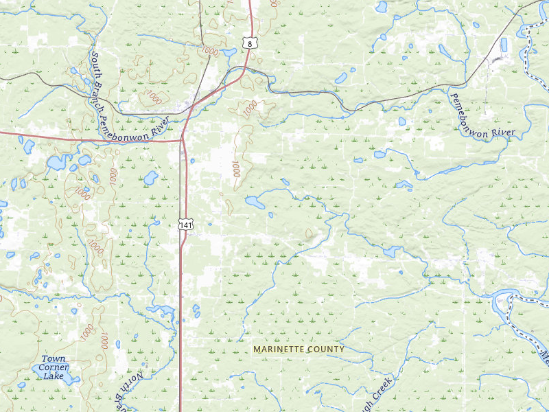 Radar-estimated hail-size map of the storm over Pembine, WI on Jul 30, 2026