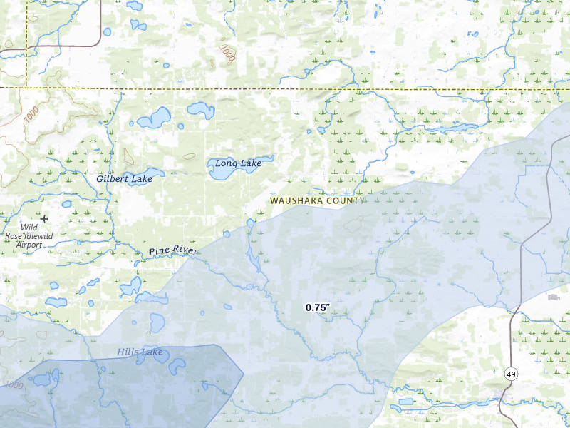NEXRAD radar-signature map of the hail storm over Pine River, WI on Mar 31, 2026
