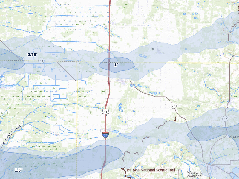 NEXRAD radar-signature map of the hail over Plainfield, WI